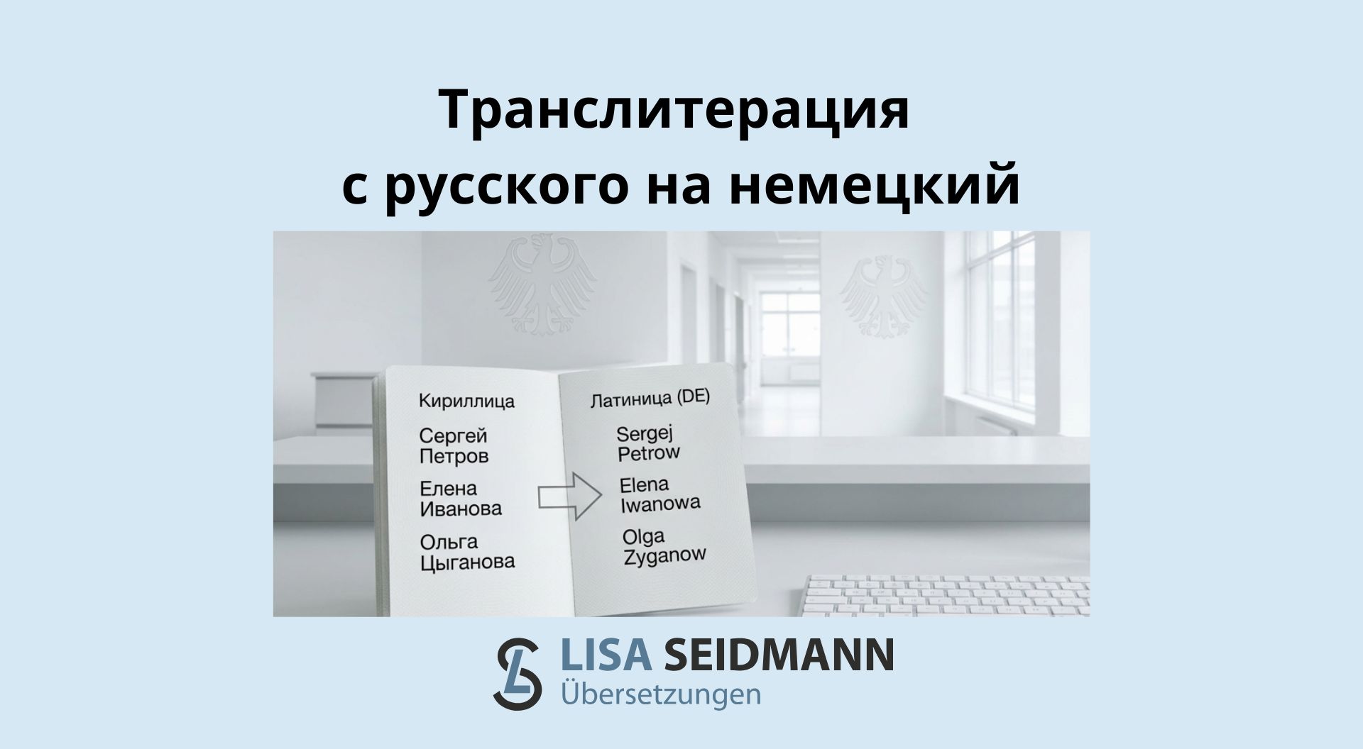 Перевод имен собственных с русского языка на немецкий [Транслитерация]